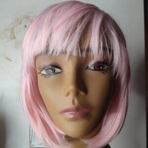 Onedor 10" Short Straight Hair Flapper Cosplay Costume Bob Wig Pink